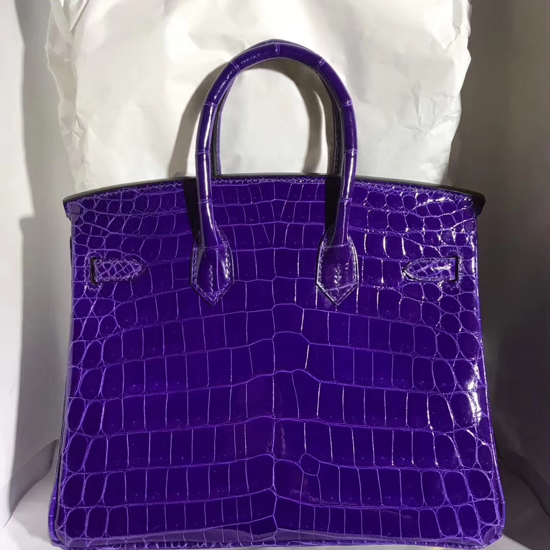 エルメスバッグ公式サイトエルメスパープルシャイニーツーポイントクロコダイルレザープラチナバッグBirkin25CMシルバーバックル