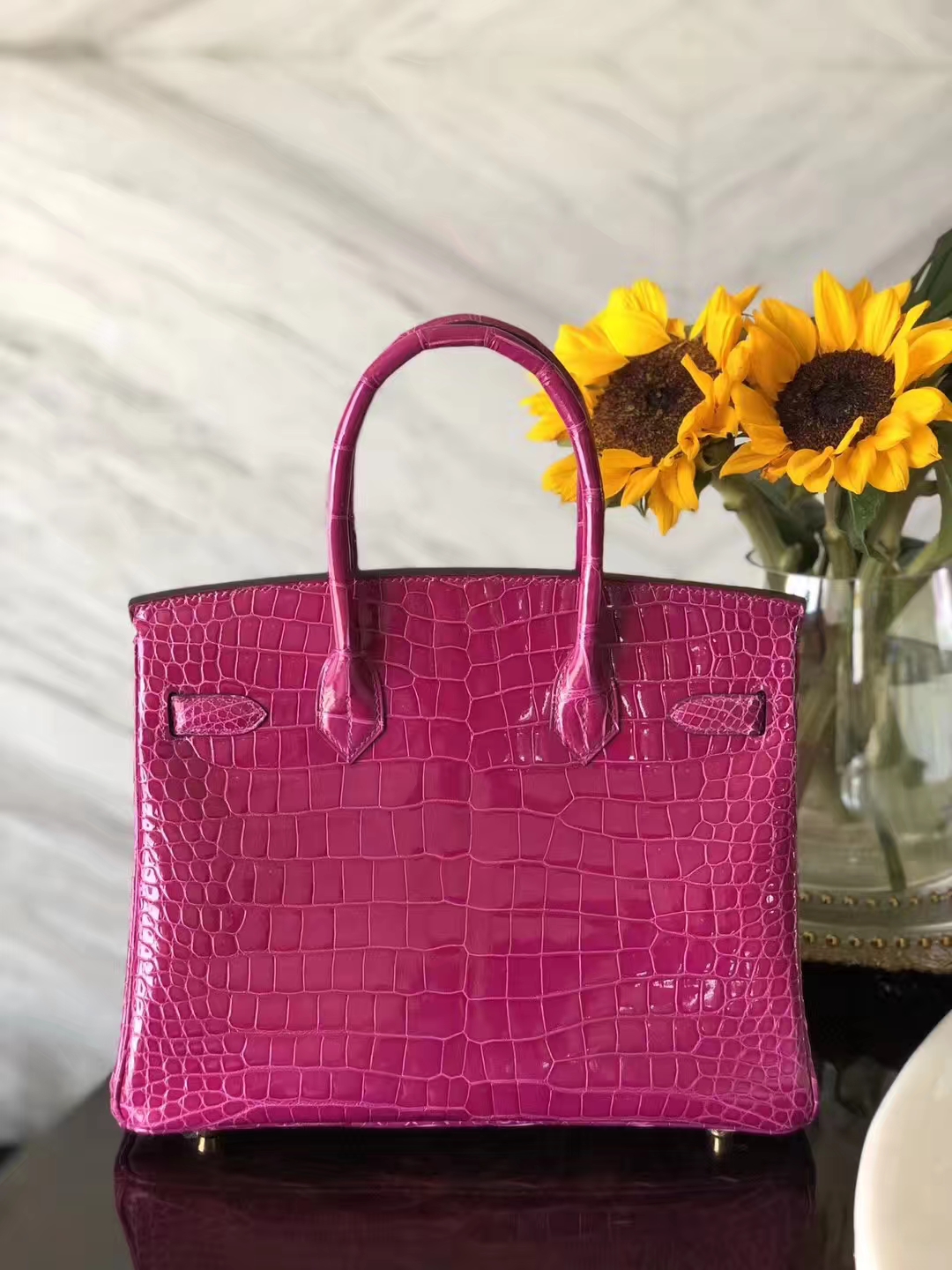 エルメスエルメスバーキンバッグJ5アラビアンナイトピンクパープルブライトクロコダイルレザーBirkin30CMゴールドバックル