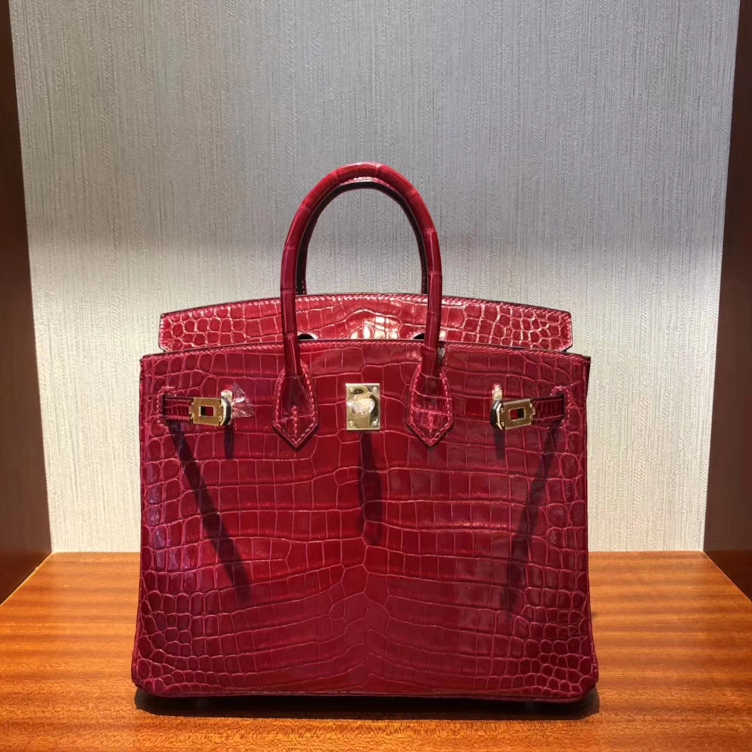 エルメスバッグはいくらですか？エルメスシャイニークロコダイルレザープラチナバッグBirkin25CMゴールドバックル