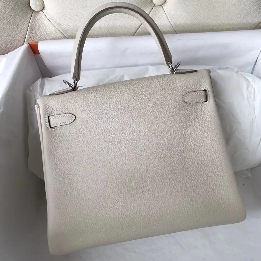 エルメスクラシックウィメンズバッグエルメスケリー25CMCK10ミルクシェイクホワイトオリジナルトーゴレザーケリーバッグシルバーバックル