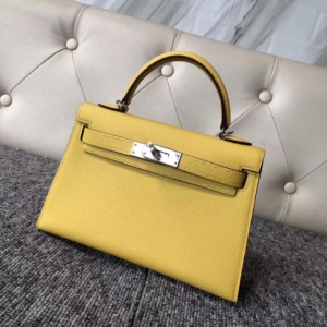 ミニケリー展示｜エルメスミニケリーバッグ2世代エルメスMinikelly20CM9Oナポリイエローシルバーバックル