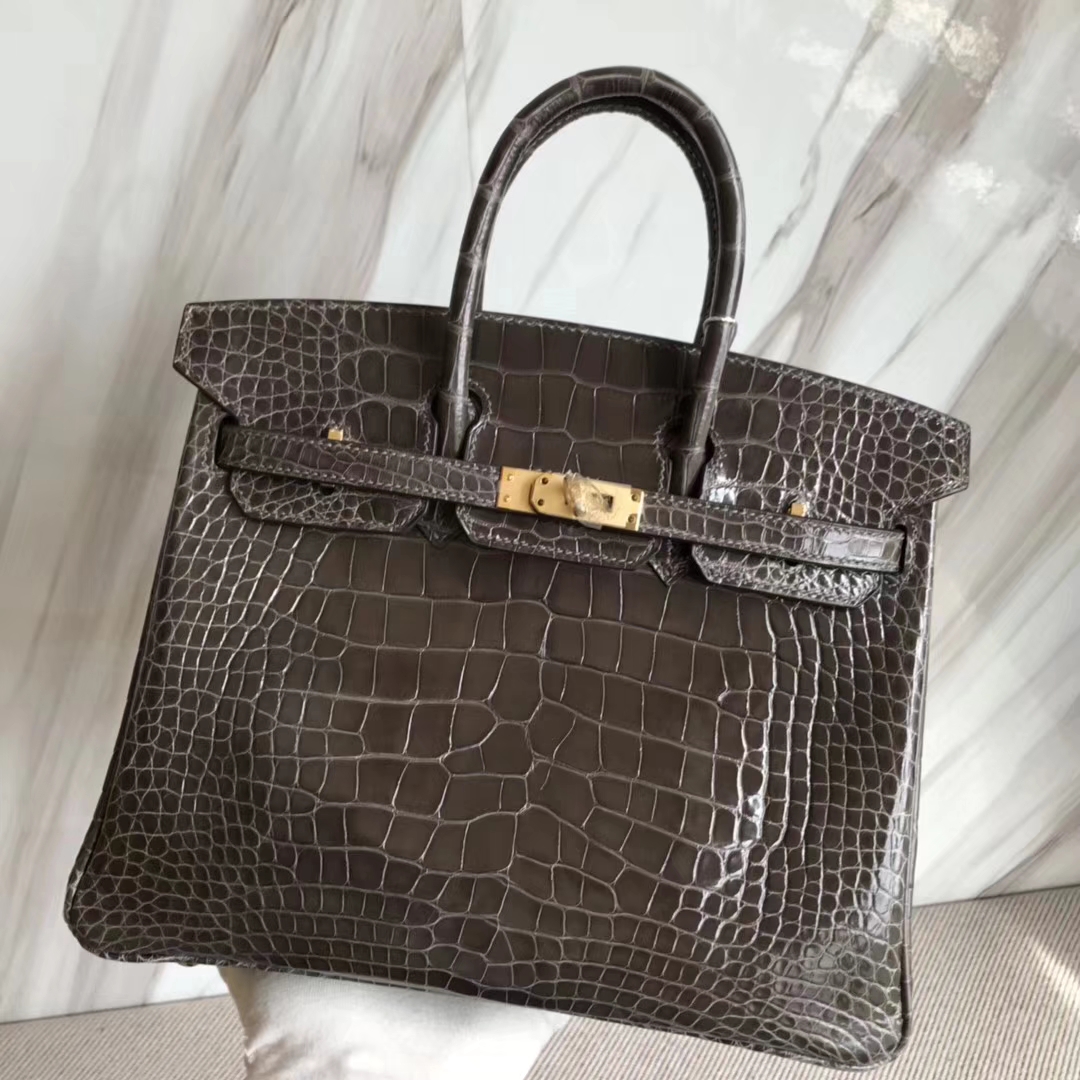 エルメスバッグ公式サイトエルメス88グラファイトグレーシャイニークロコダイルレザーBirkin25プラチナバックル