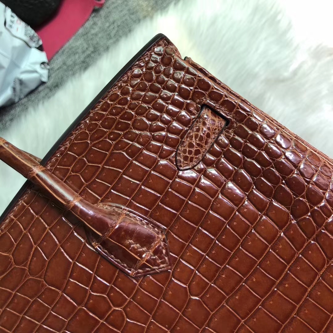 エルメスバーキンバッグエルメスシャイニーベイクロコダイルレザープラチナバッグBirkin25CMゴールドバックル