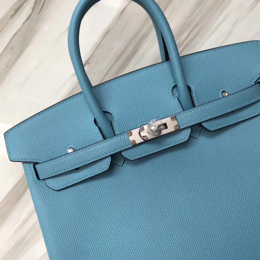 エルメスバッグ公式サイトエルメス2019ニューカラーP3ノーザンブルーエプソムレザープラチナバッグBirkin25CMシルバーバックル