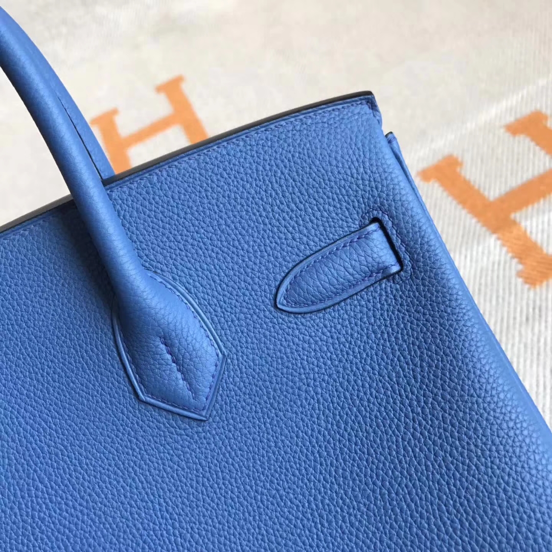 HermesBirkin30CMエルメス7Wイズミールブルートーゴカーフスキンプラチナバックル