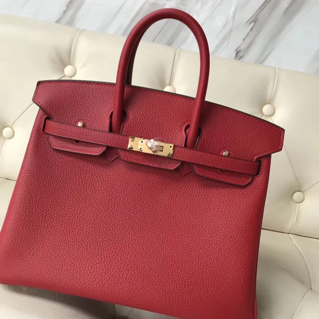 エルメスバッグ公式サイトエルメスQ5フラッグレッドオリジナルトーゴカーフスキンプラチナバッグBirkin25CMゴールドバックル