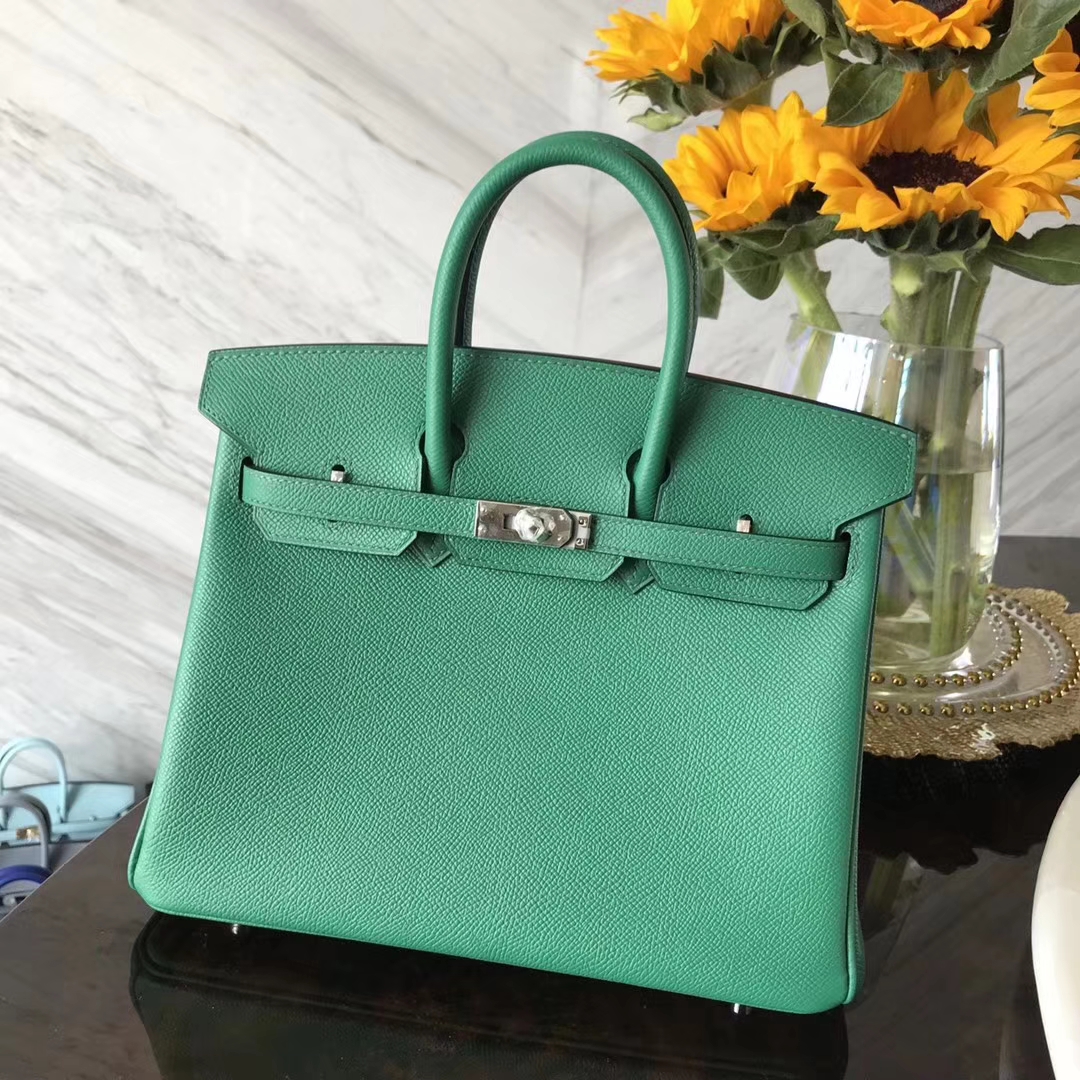 エルメスバーキンレディースバッグエルメスオリジナルパームグレイン牛革プラチナバッグBirkin25CMシルバーバックル