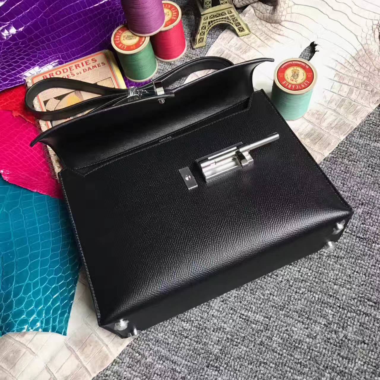 エルメスレディースバッグ価格エルメスCK89ブラックオリジナルエプソムレザーマシンガンバッグ24cm