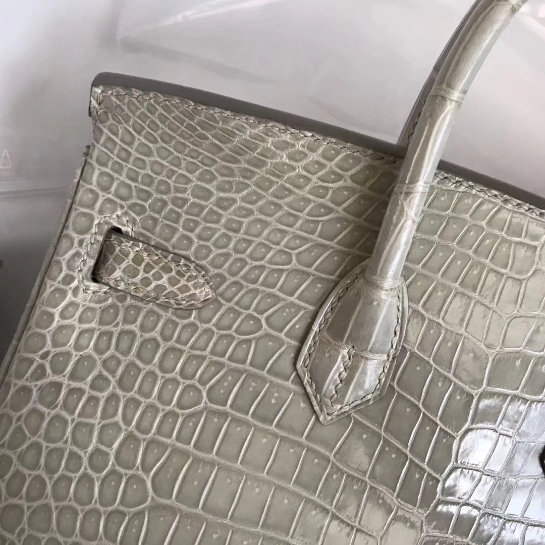 エルメスバッグ公式サイトエルメスパールグレーシャイニークロコダイルレザープラチナバッグBirkin25CMシルバーバックル