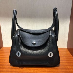 リンディ展示｜エルメスカラーブロックリンディバッグエルメスリンディ26CMブラックトーゴレザーオレンジシルバーバックル付き