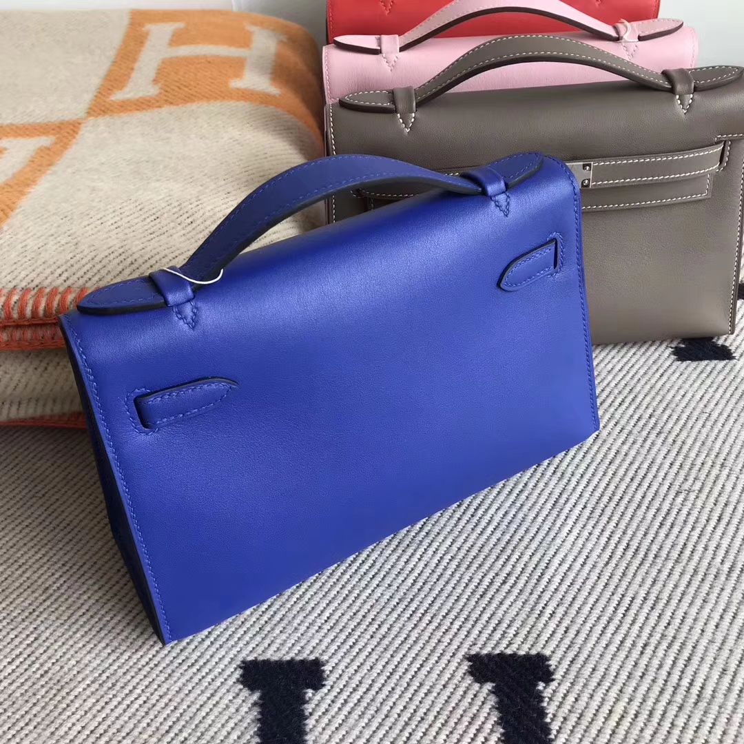エルメスMinikelly22CMエルメス7Tエレクトリックブルーオリジナルスウィフトレザーミニケリーバッグゴールドバックル