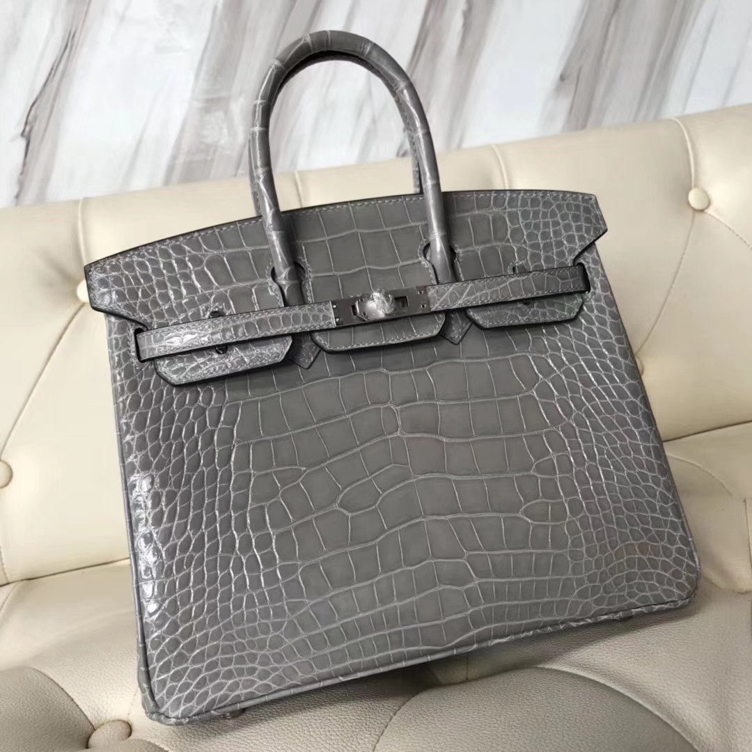 エルメスバッグ公式サイトエルメスBirkin25CM輸入トップシャイニークロコダイルレザープラチナバッグM8パリグレーシルバーバックル