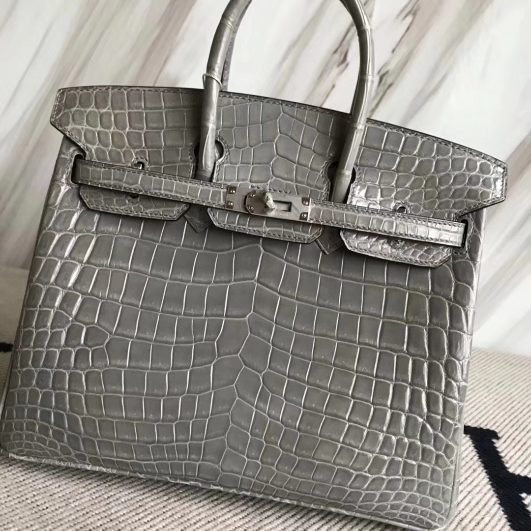 エルメスバッグ公式サイトエルメスプラチナバッグBirkin25CMパリグレーシャイニークロコダイルレザーシルバーバックル