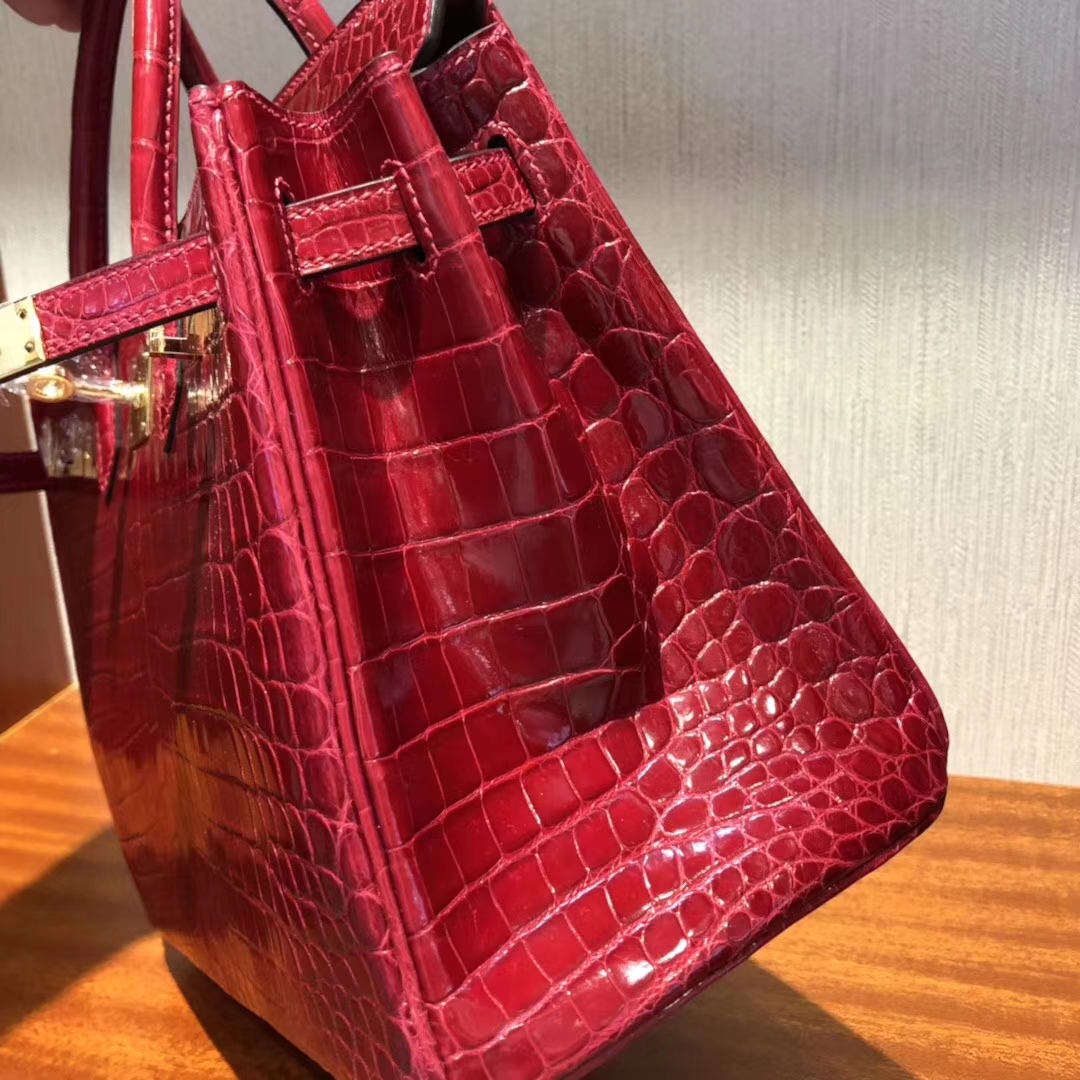 エルメスバッグはいくらですか？エルメスシャイニークロコダイルレザープラチナバッグBirkin25CMゴールドバックル