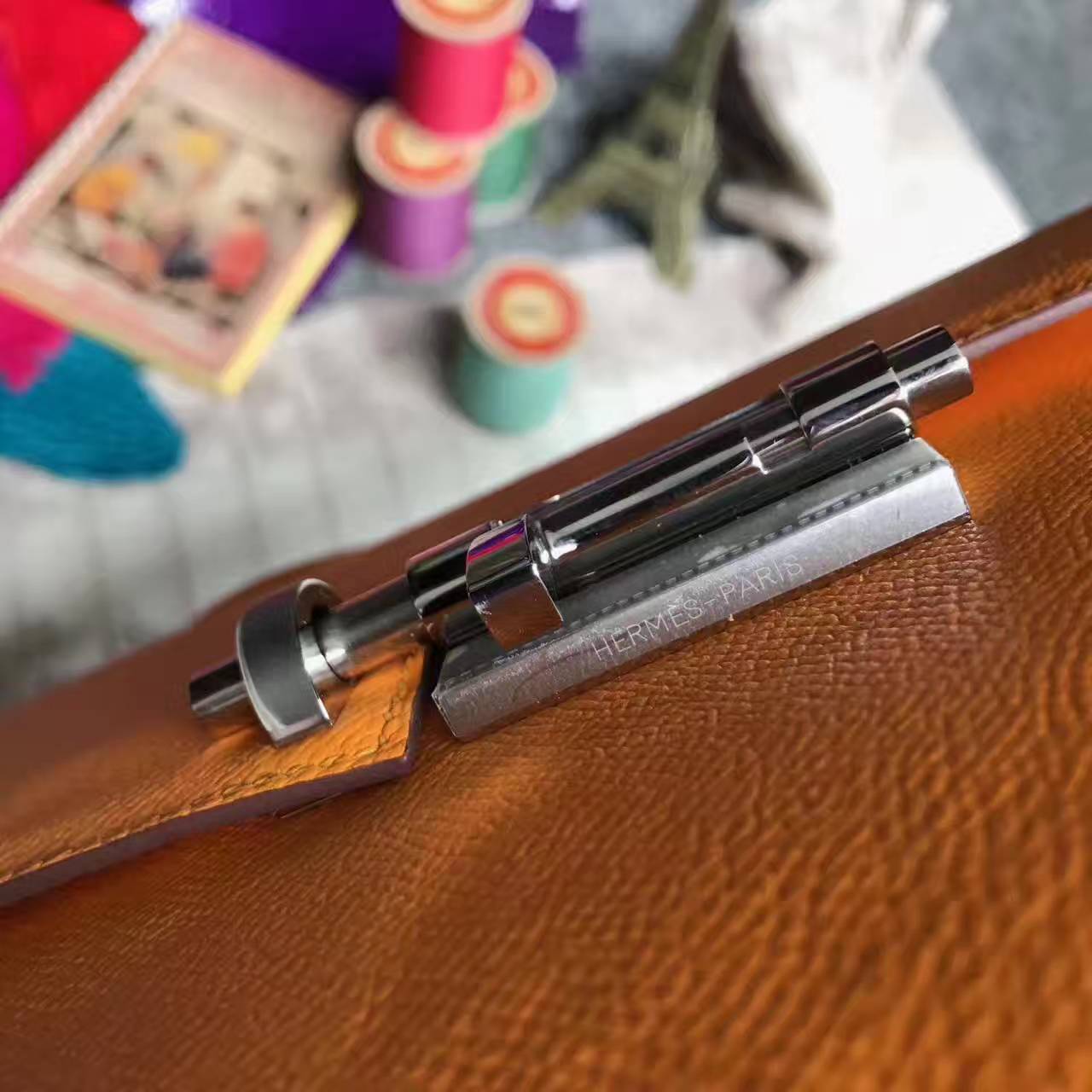 エルメスニューレディースバッグエルメス9VサンイエローオリジナルファクトリーエプソムレザーVerrouマシンガンバッグ24cm