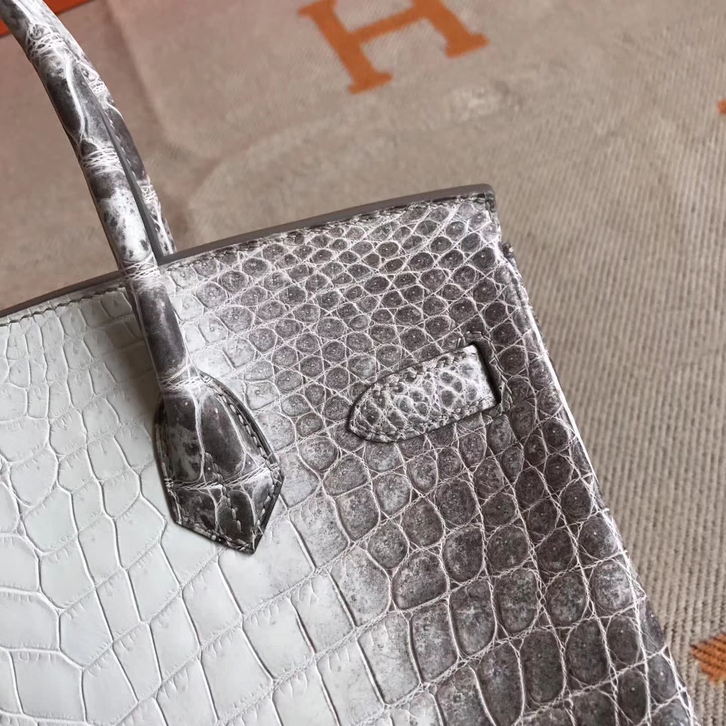 エルメスバーキンレディースバッグエルメスヒマラヤトップクロコダイルレザープラチナバッグ30cmシルバーバックル