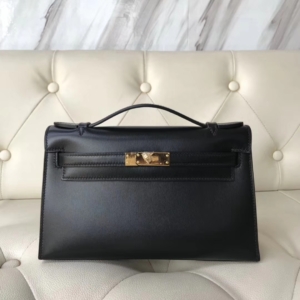 ミニケリー展示|エルメスCK89ブラックオリジナルボックス牛革ミニケリーバッグMinikelly22CMゴールドバックル