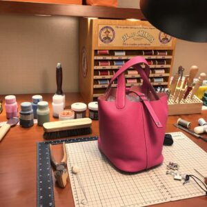 ピコタン展示|エルメスバケットバッグエルメスリップスティックパウダークレマンスクラフトバスケットバッグピコチン18/22cm