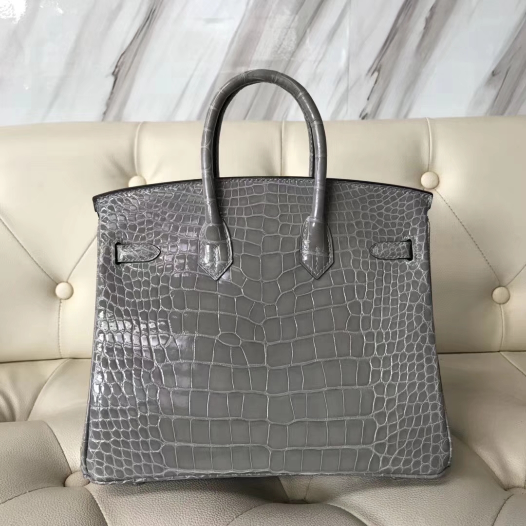 エルメスバッグ公式サイトエルメスBirkin25CM輸入トップシャイニークロコダイルレザープラチナバッグM8パリグレーシルバーバックル