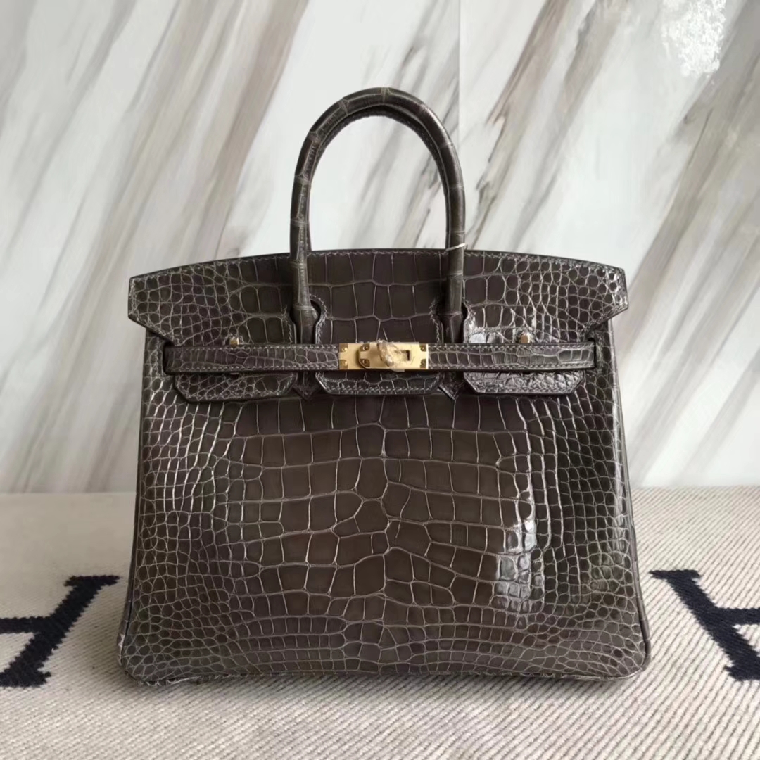 エルメスバッグ公式サイトエルメス88グラファイトグレーシャイニークロコダイルレザーBirkin25プラチナバックル