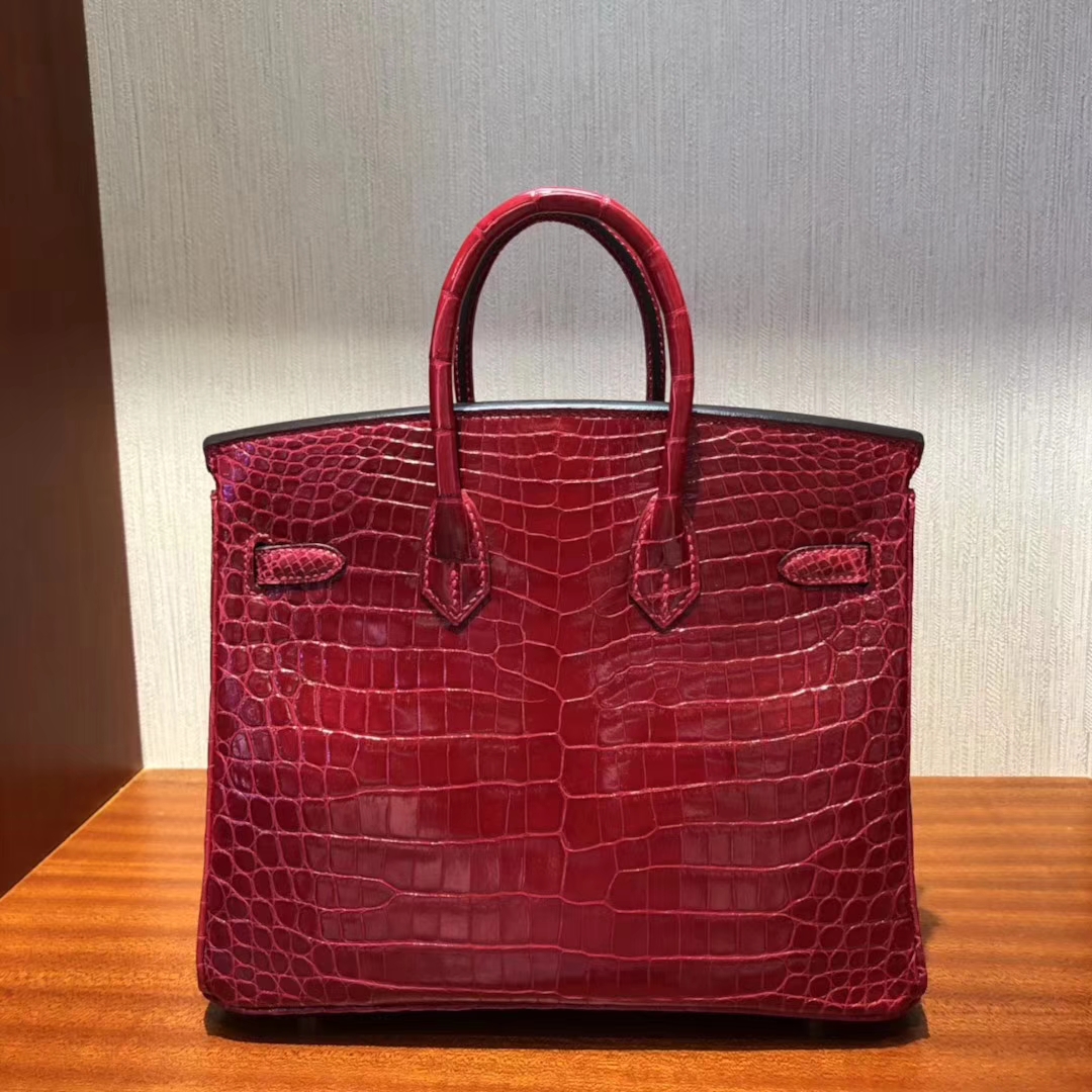 エルメスバッグはいくらですか？エルメスシャイニークロコダイルレザープラチナバッグBirkin25CMゴールドバックル