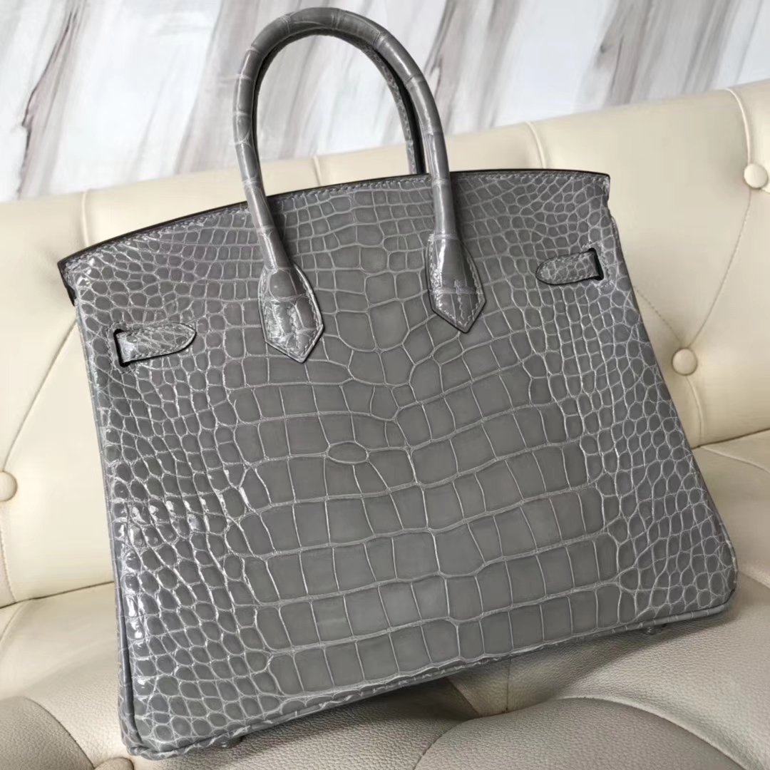 エルメスバッグ公式サイトエルメスBirkin25CM輸入トップシャイニークロコダイルレザープラチナバッグM8パリグレーシルバーバックル