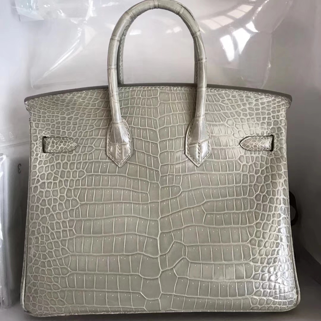 エルメスバッグ公式サイトエルメスパールグレーシャイニークロコダイルレザープラチナバッグBirkin25CMシルバーバックル