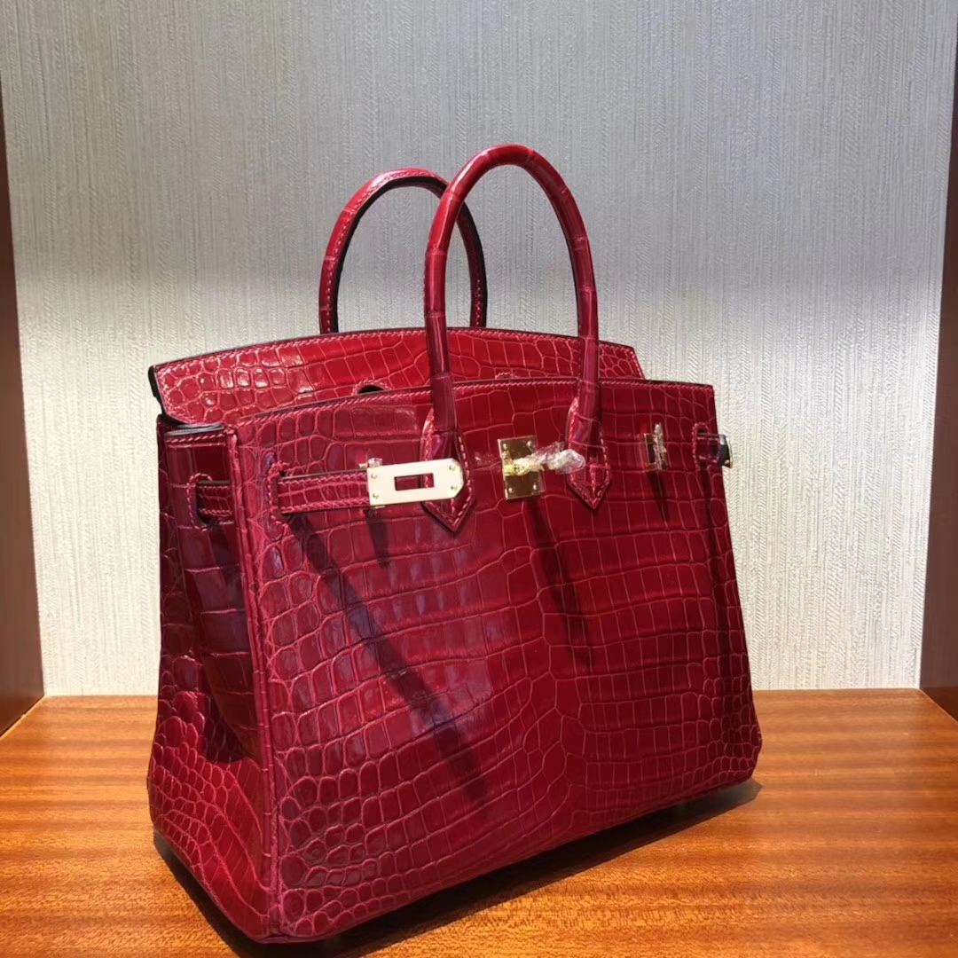 エルメスバッグはいくらですか？エルメスシャイニークロコダイルレザープラチナバッグBirkin25CMゴールドバックル