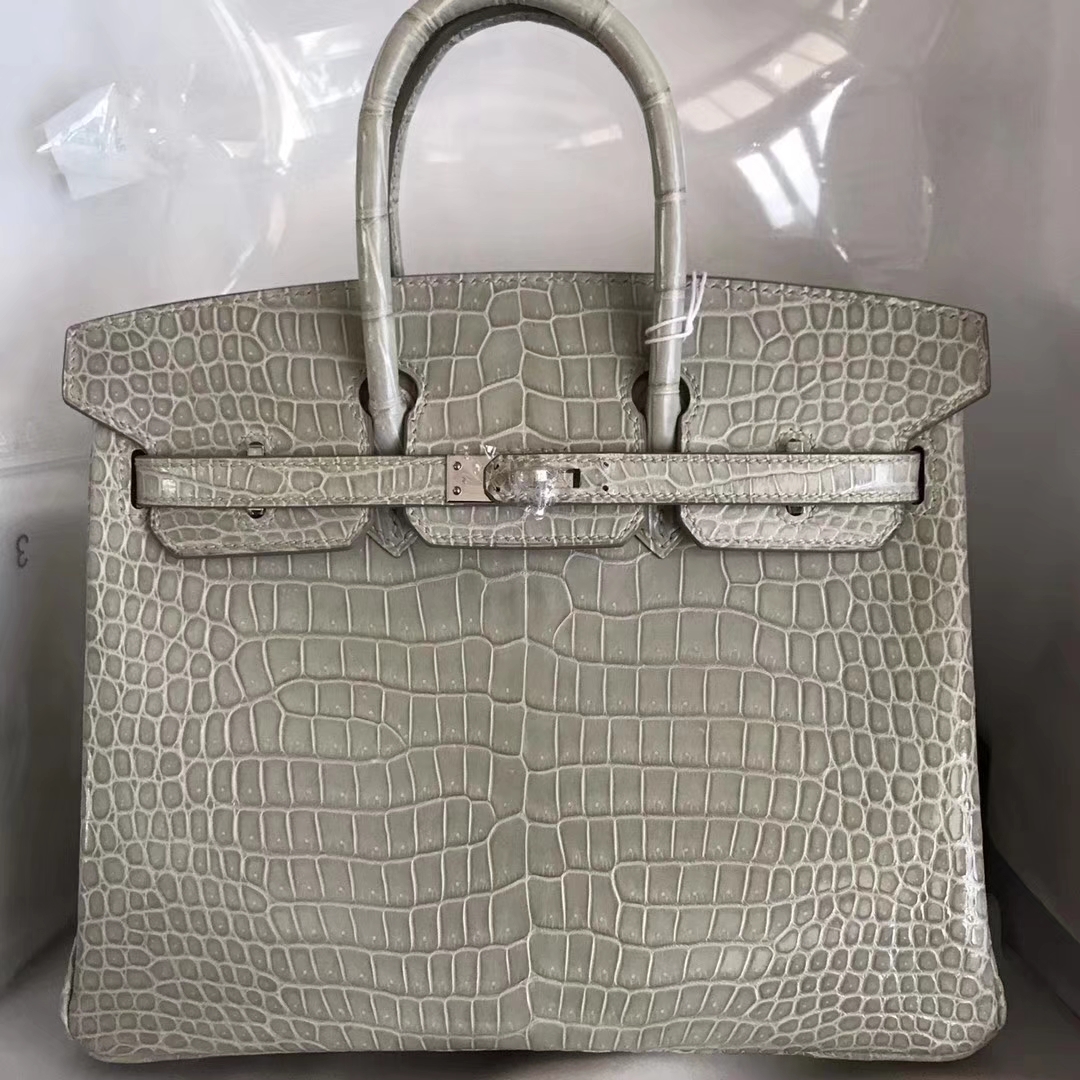 エルメスバッグ公式サイトエルメスパールグレーシャイニークロコダイルレザープラチナバッグBirkin25CMシルバーバックル