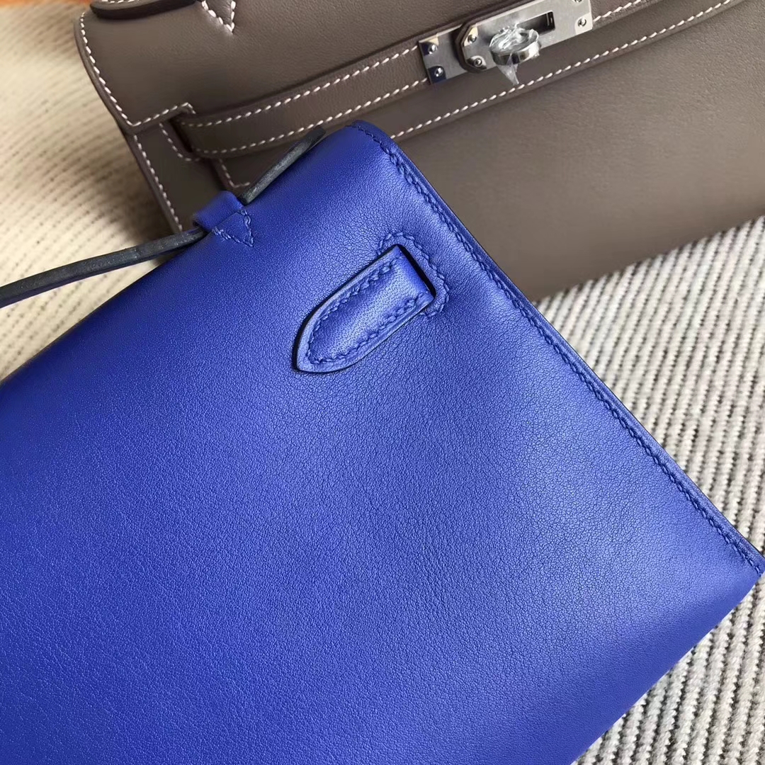 エルメスMinikelly22CMエルメス7Tエレクトリックブルーオリジナルスウィフトレザーミニケリーバッグゴールドバックル