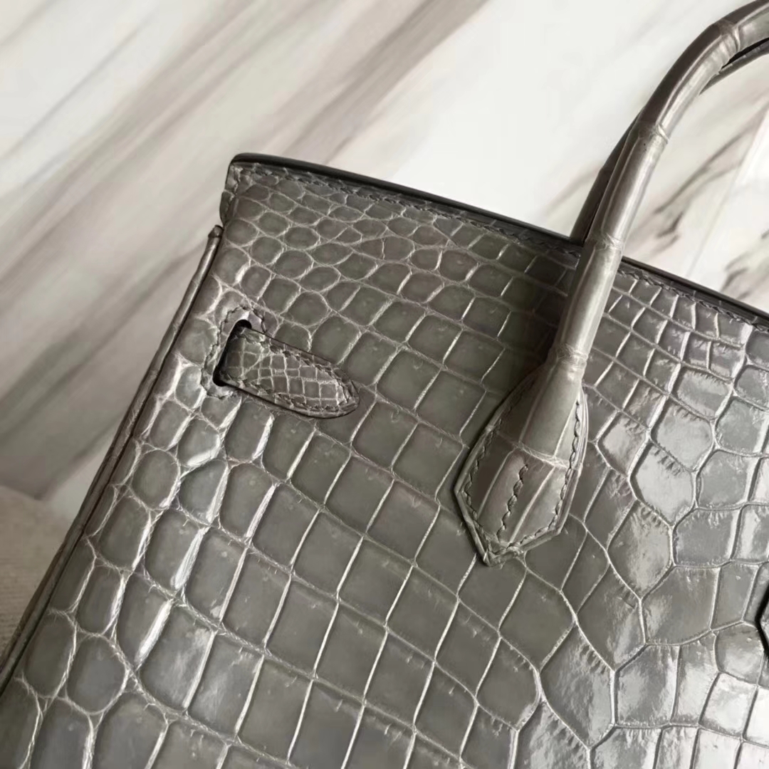 エルメスバッグ公式サイトエルメスプラチナバッグBirkin25CMパリグレーシャイニークロコダイルレザーシルバーバックル