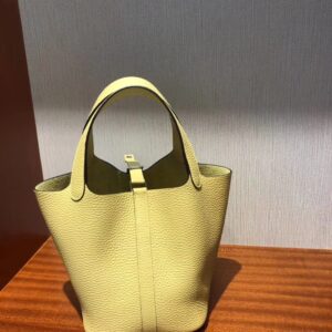 ピコタン展示｜Hermes Picotin18CMHermes1Zチキンイエロートップトーゴカーフスキンベジタブルバスケットシルバーバックル付き