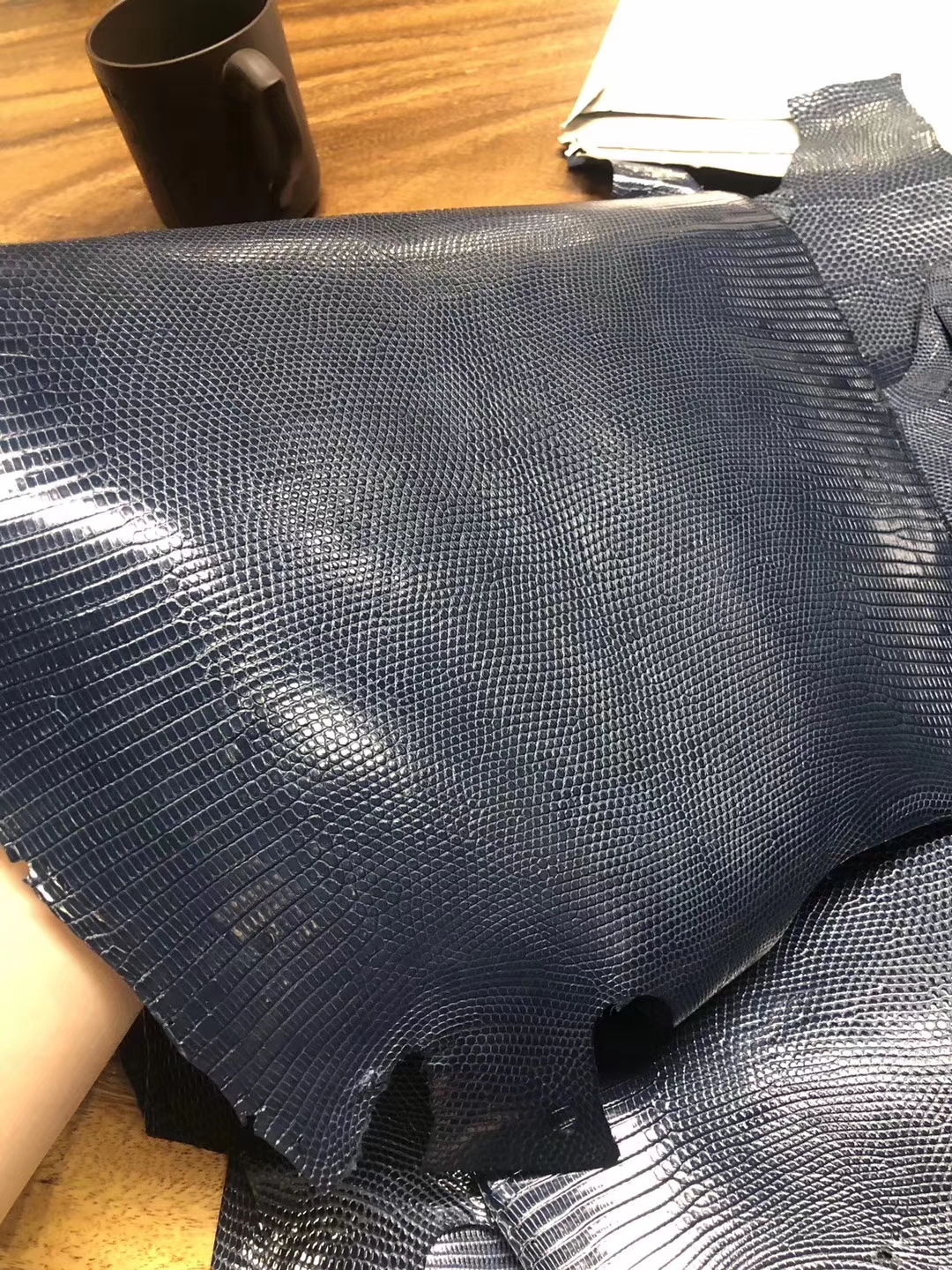 エルメスバーキンバッグ/ケリーバッグカスタムエルメスサファイアブルー新品輸入光沢リザードスキン