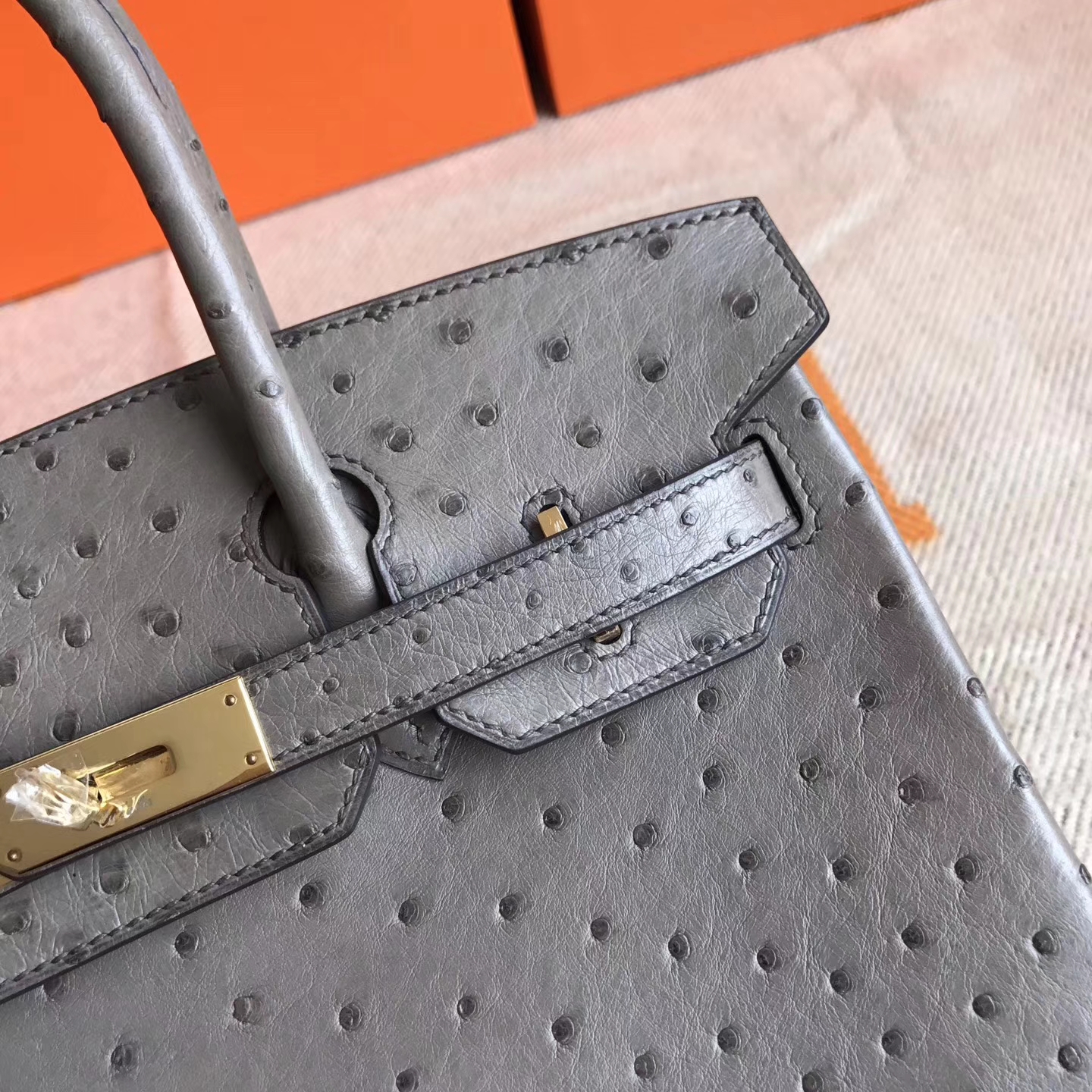 エルメスバッグ卸売エルメスムースグレートップKKオーストリッチレザーバーキン30バーキンゴールドバックル