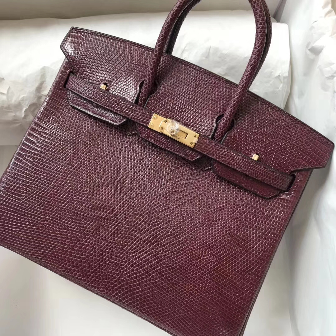 エルメスバーキンバッグエルメスシャイニートカゲスキンプラチナバッグBirkin25CMCK57ボルドーレッドゴールドバックル