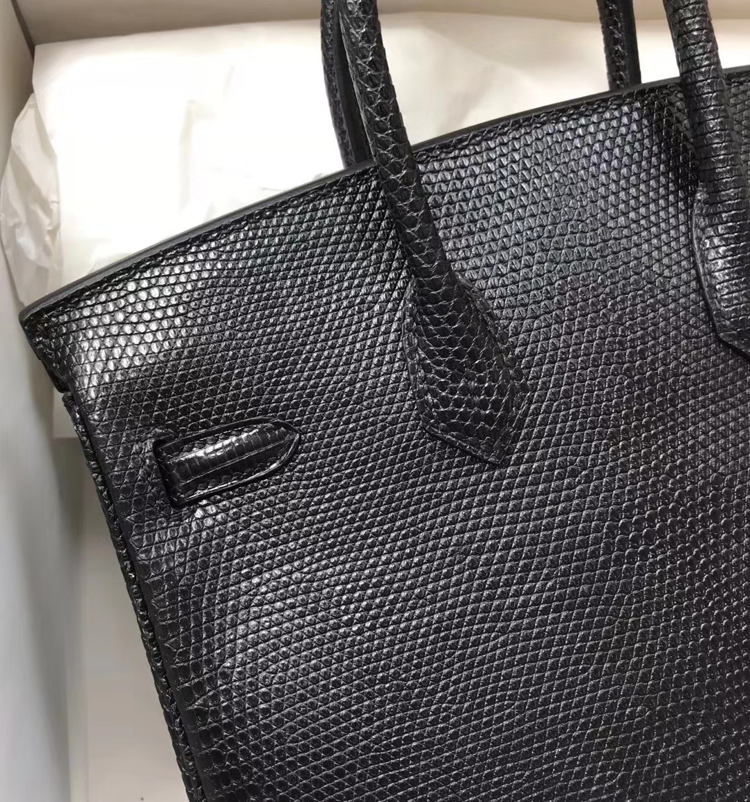 エルメスバーキン25CMエルメスCK89ブラックシャイニーリザードレザープラチナバックル