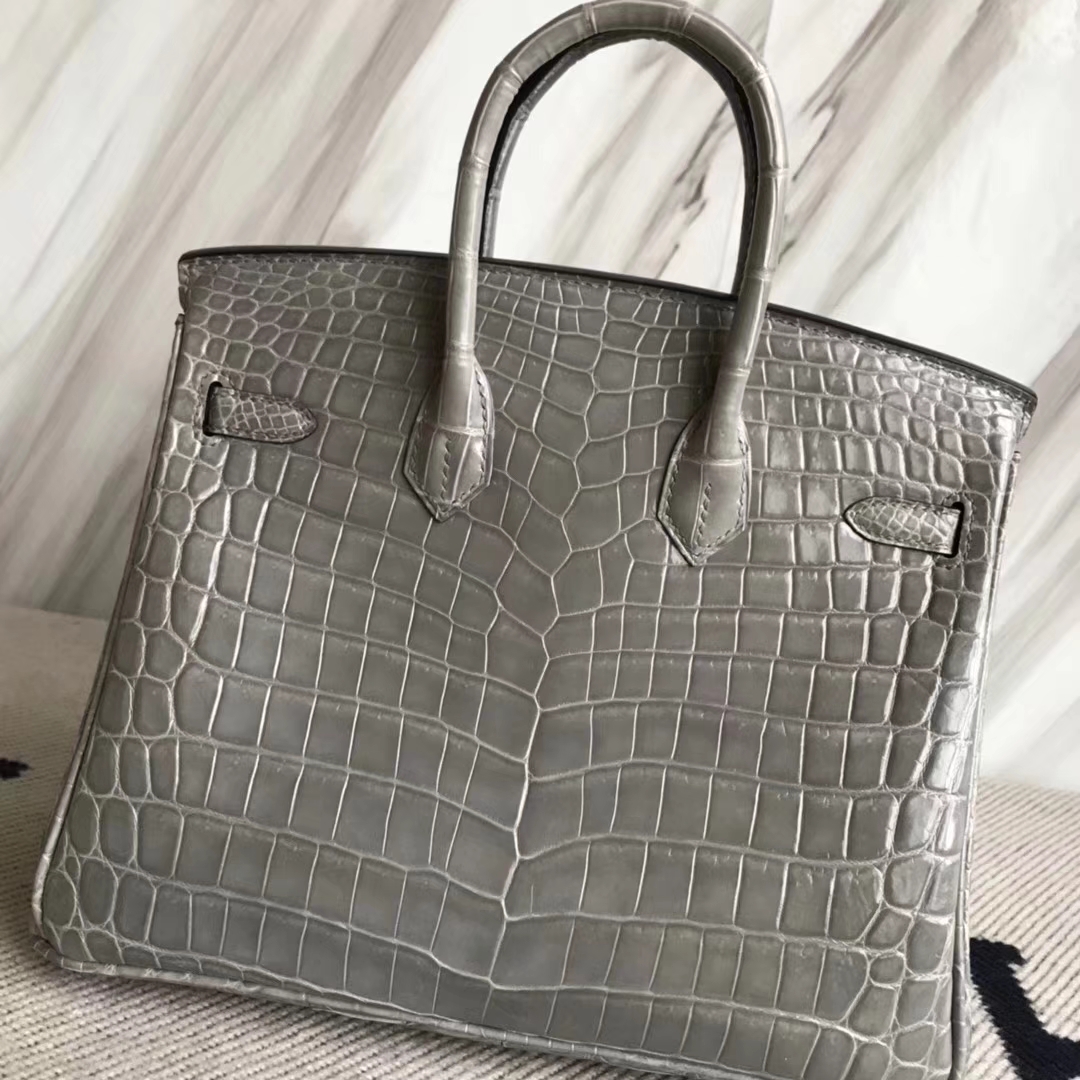 エルメスバッグ公式サイトエルメスプラチナバッグBirkin25CMパリグレーシャイニークロコダイルレザーシルバーバックル