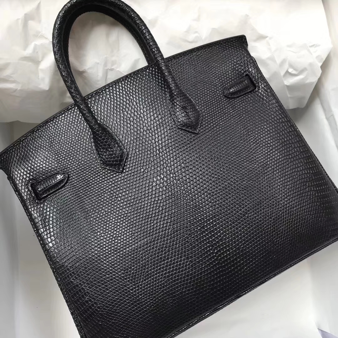 エルメスバーキン25CMエルメスCK89ブラックシャイニーリザードレザープラチナバックル
