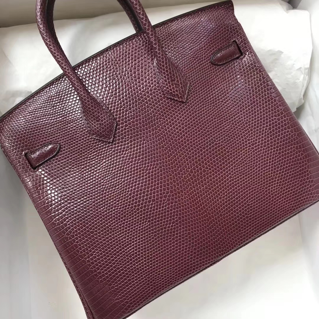 エルメスバーキンバッグエルメスシャイニートカゲスキンプラチナバッグBirkin25CMCK57ボルドーレッドゴールドバックル