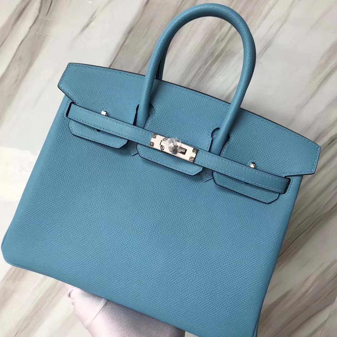 エルメスバッグ公式サイトエルメス2019ニューカラーP3ノーザンブルーエプソムレザープラチナバッグBirkin25CMシルバーバックル