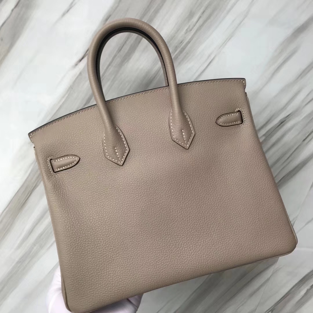 スポットエルメスBirkin25CMエルメスCK81ターコイズグレートーゴカーフスキンプラチナバッグローズゴールドバックル