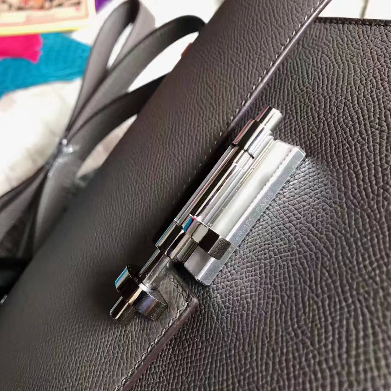 工場直販エルメスエルメスティングレーオリジナルエプソム牛革Verrouマシンガンバッグ24cm