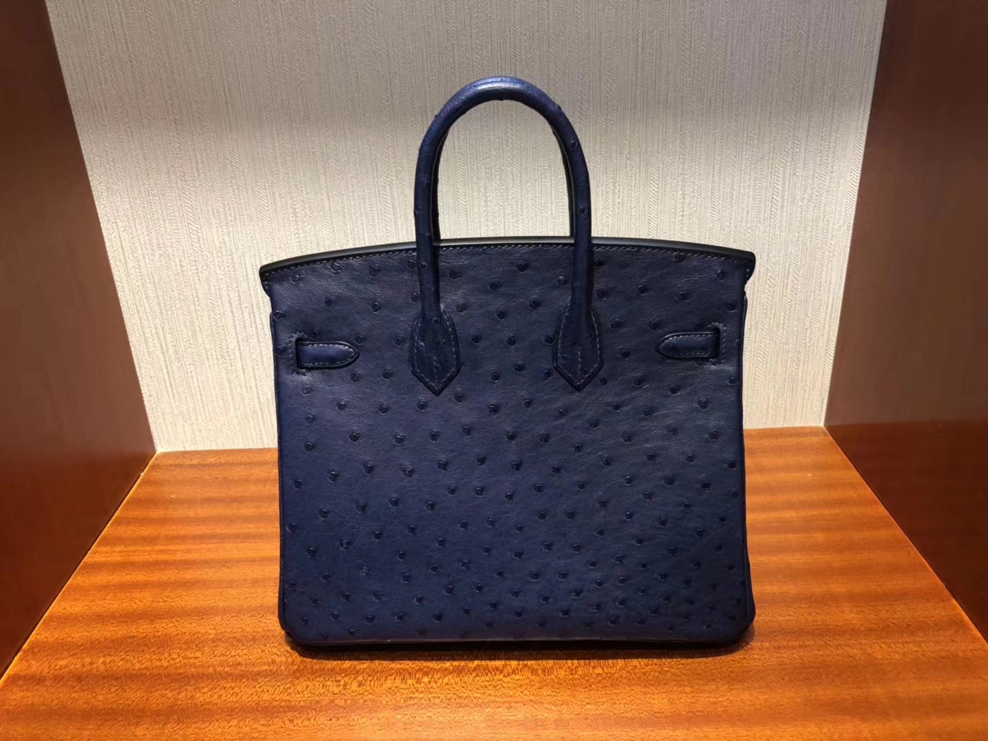 エルメスバーキンレディースバッグエルメス輸入オーストリッチレザープラチナバッグBirkin25CM7Kサファイアブルーシルバーバックル