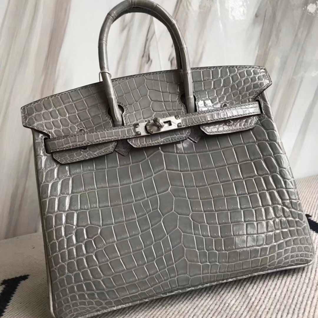 エルメスバッグ公式サイトエルメスプラチナバッグBirkin25CMパリグレーシャイニークロコダイルレザーシルバーバックル