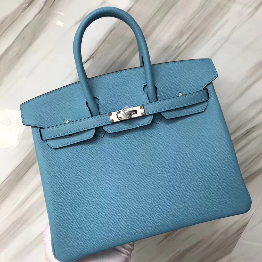 エルメスバッグ公式サイトエルメス2019ニューカラーP3ノーザンブルーエプソムレザープラチナバッグBirkin25CMシルバーバックル