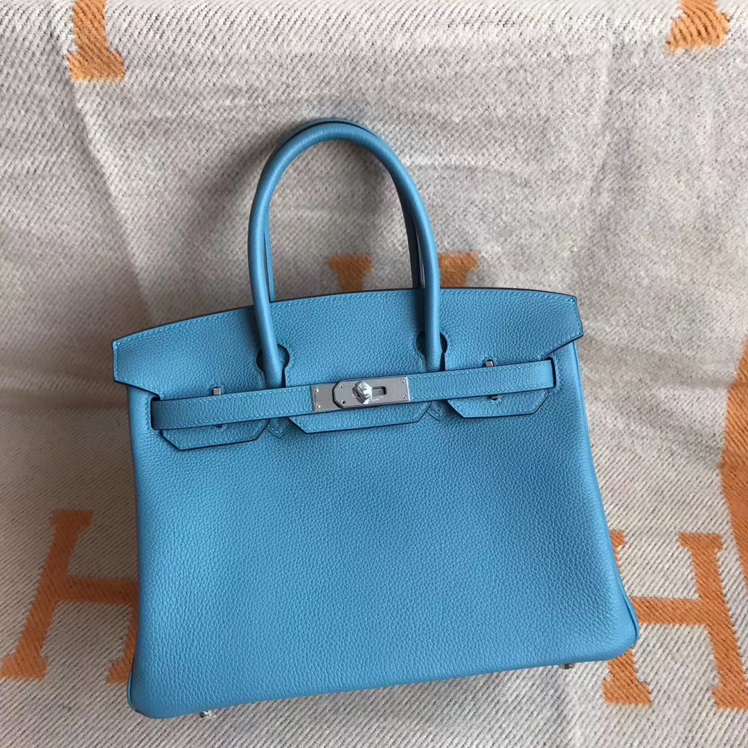 エルメスバッグ公式サイトエルメス7BターコイズブルートーゴカーフレザーBirkin30プラチナバッグシルバーバックル