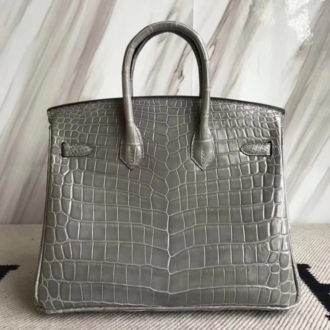 エルメスバッグ公式サイトエルメスプラチナバッグBirkin25CMパリグレーシャイニークロコダイルレザーシルバーバックル