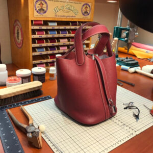 ピコタン展示|エルメスピコチンレディースバッグエルメスザクロレッドクレマンスレザーバケットバッグ18/22cmシルバーバックル