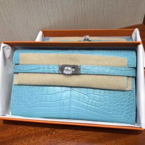 財布・小物展示|エルメスケリーウォレットエルメス3Zセントシルブルーマットクロコダイルレザーケリーウォレットクラッチシルバーバックル