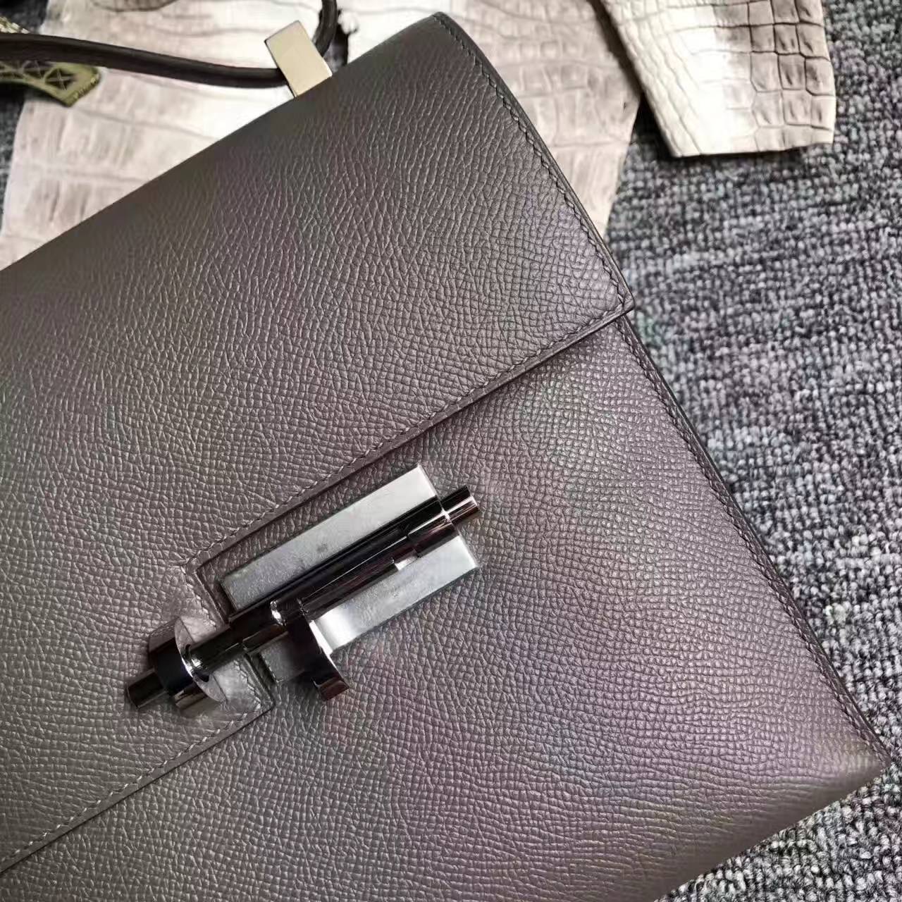 工場直販エルメスエルメスティングレーオリジナルエプソム牛革Verrouマシンガンバッグ24cm